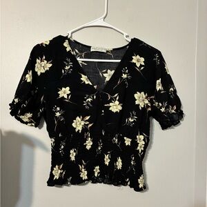 Forever 21 Black Floral Blouse